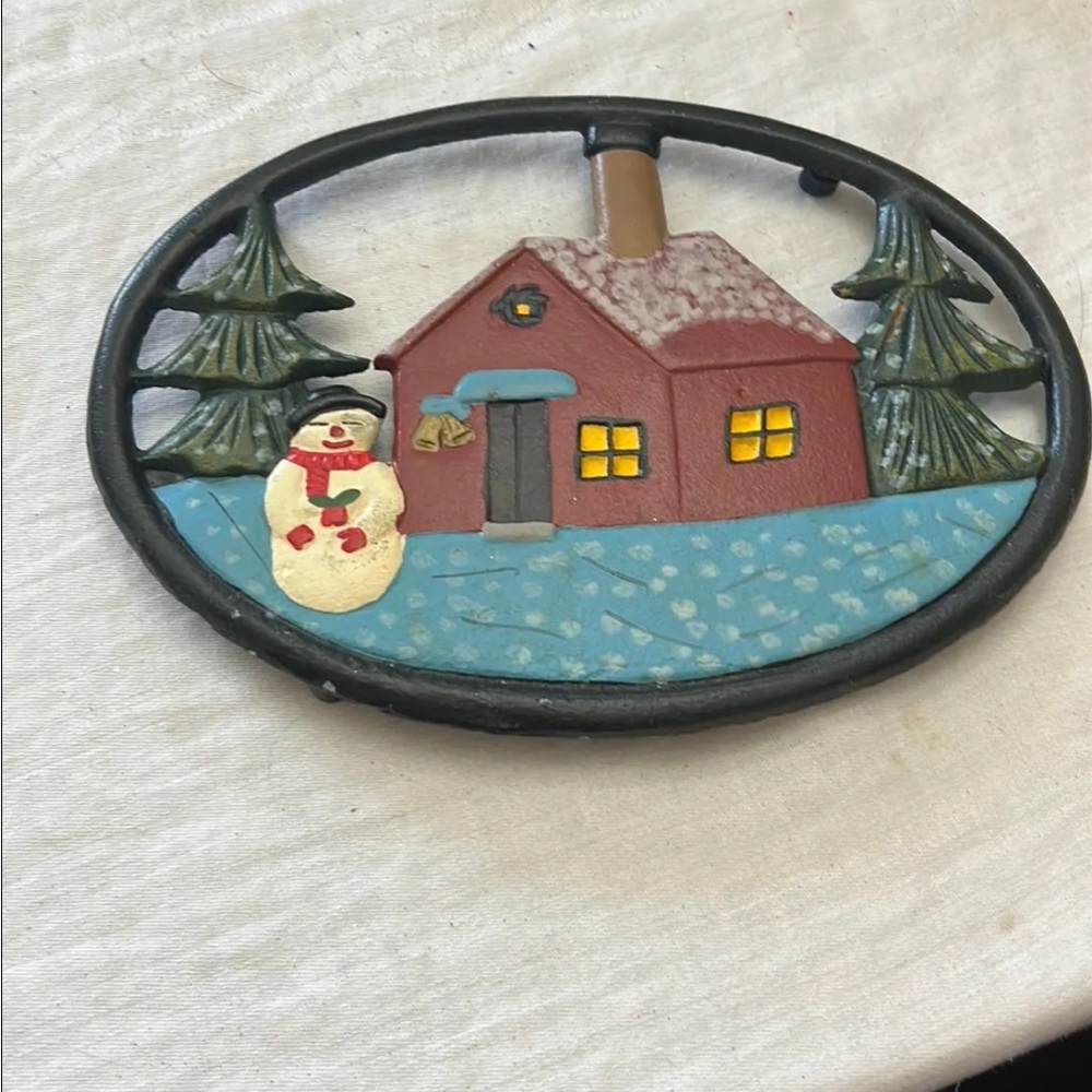 Festive Snowman and Cabin Trivet